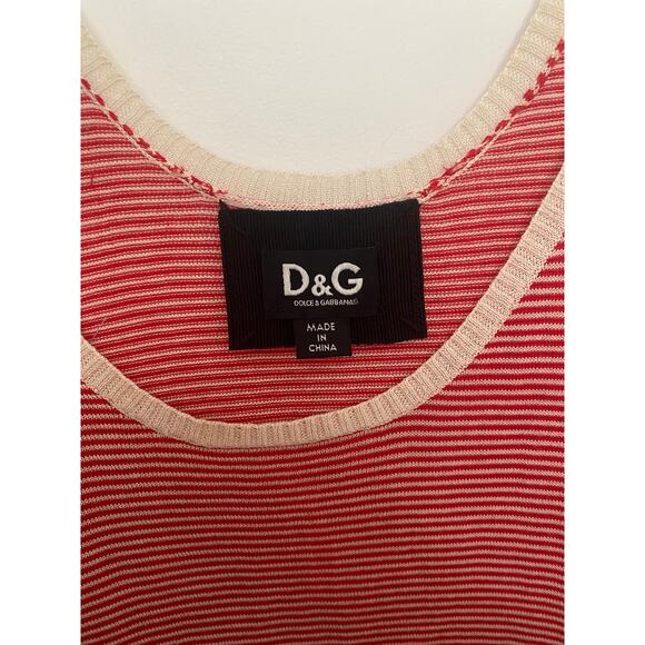Vintage 00’s D&G Striped Red/Creme Knit Tank - Picture 2 of 4